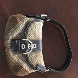 Coach Suede Canvas & Leather Purse